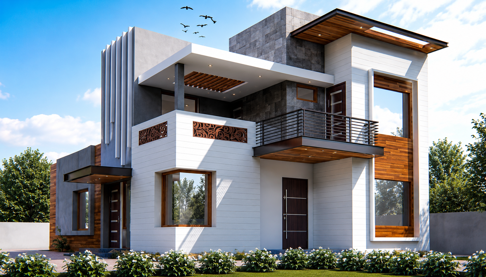 Modern villa exterior design by Cheetu Architects Malout