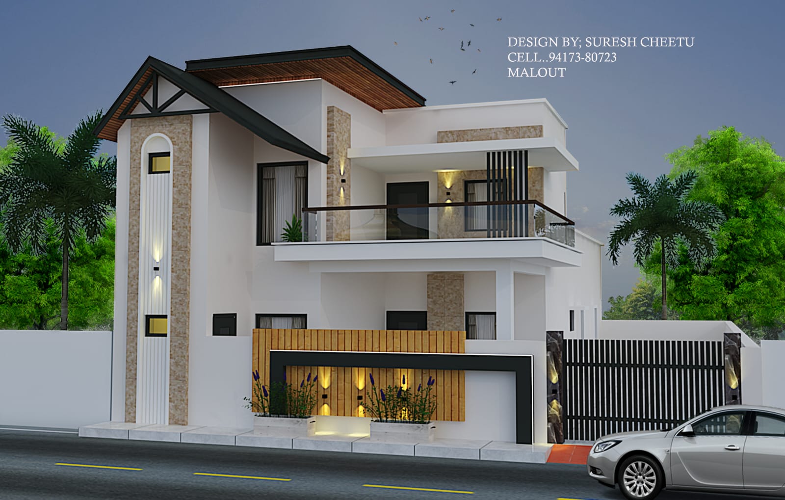 Contemporary home exterior designed by Cheetu Architects Malout