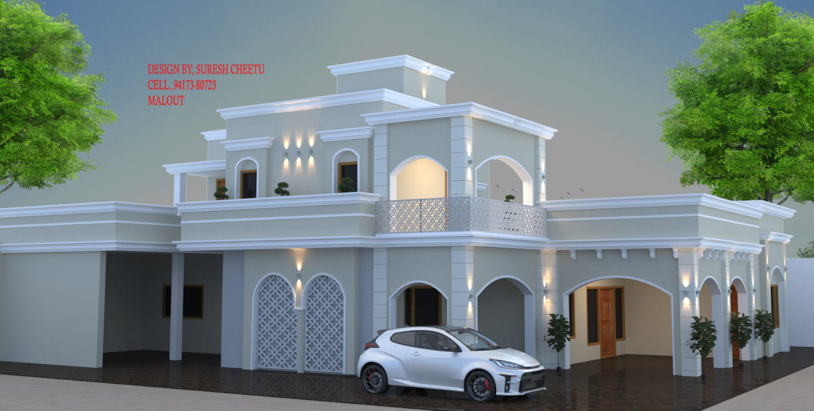 Luxury double storey kothi design by architects in Malout Punjab