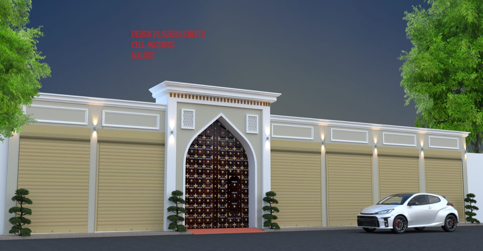 Premium modern villa elevation design with elegant facade detailing