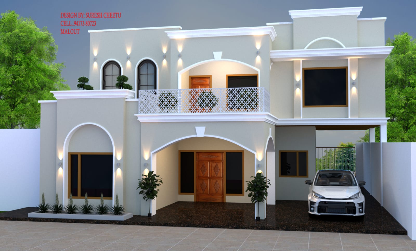 Modern kothi front elevation showcasing contemporary Punjab architecture